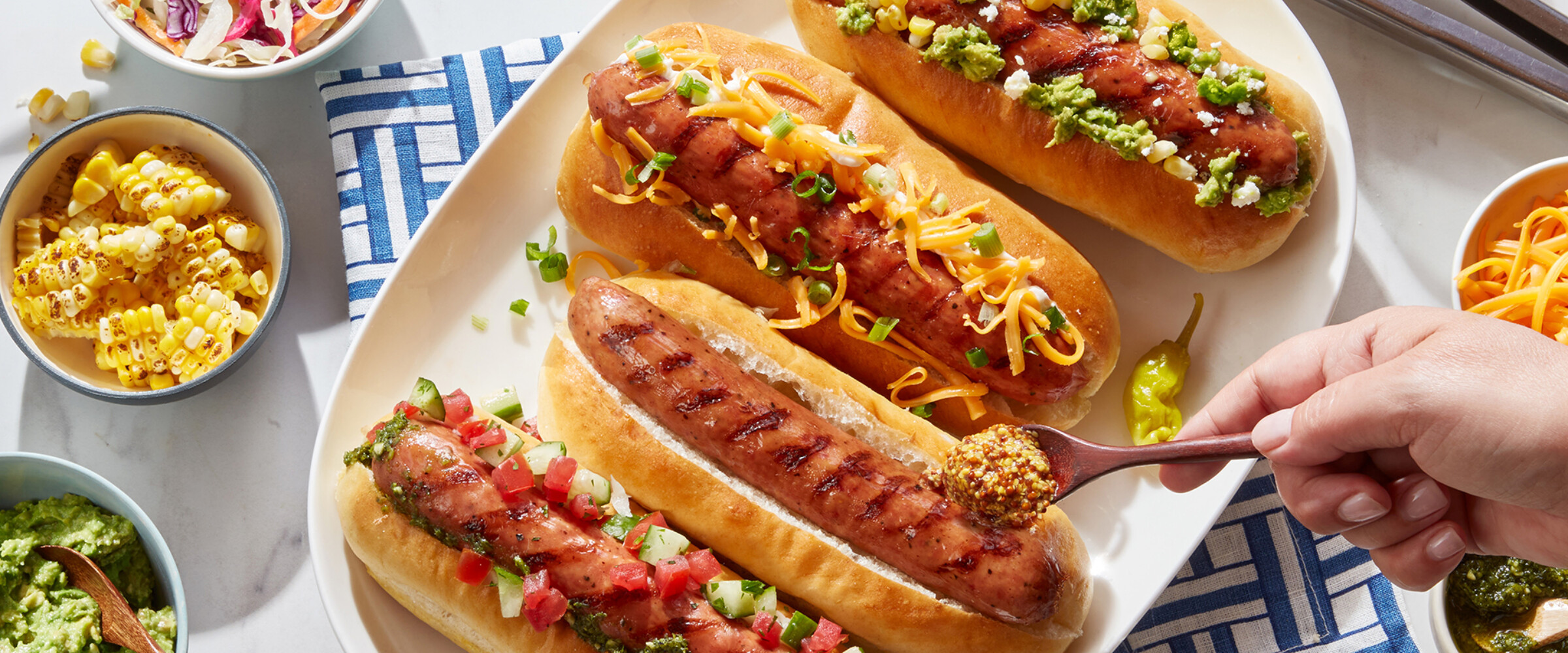 Smoked sausage bar summer patio setting