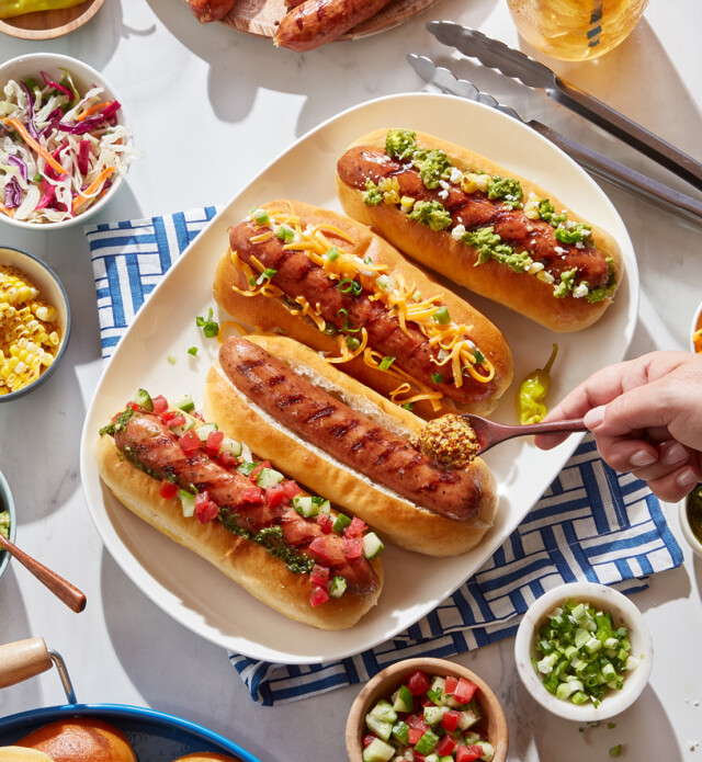 Smoked sausage bar summer patio setting